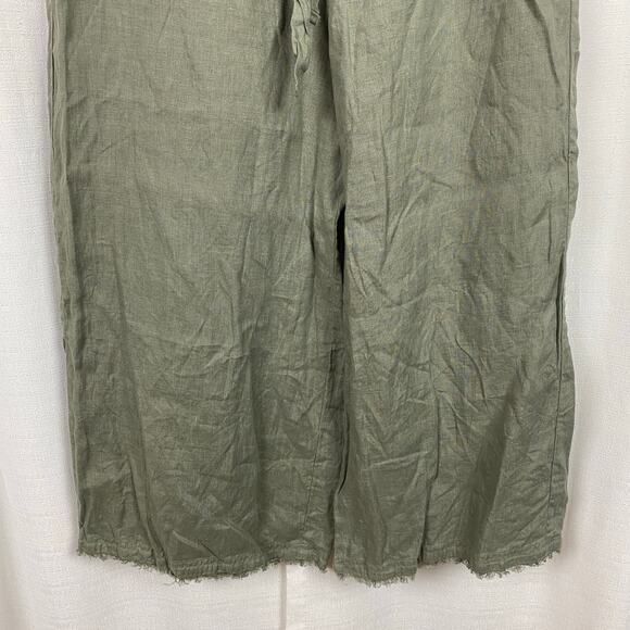 Anthropologie Cloth&Stone Green Linen Wide Leg Cropped Paperbag Waist Pants Sz.M - Picture 5 of 13